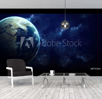 Picture of High Resolution Planet Earth view The World Globe from Space in a star field showing the terrain and clouds Elements of this image are furnished by NASA